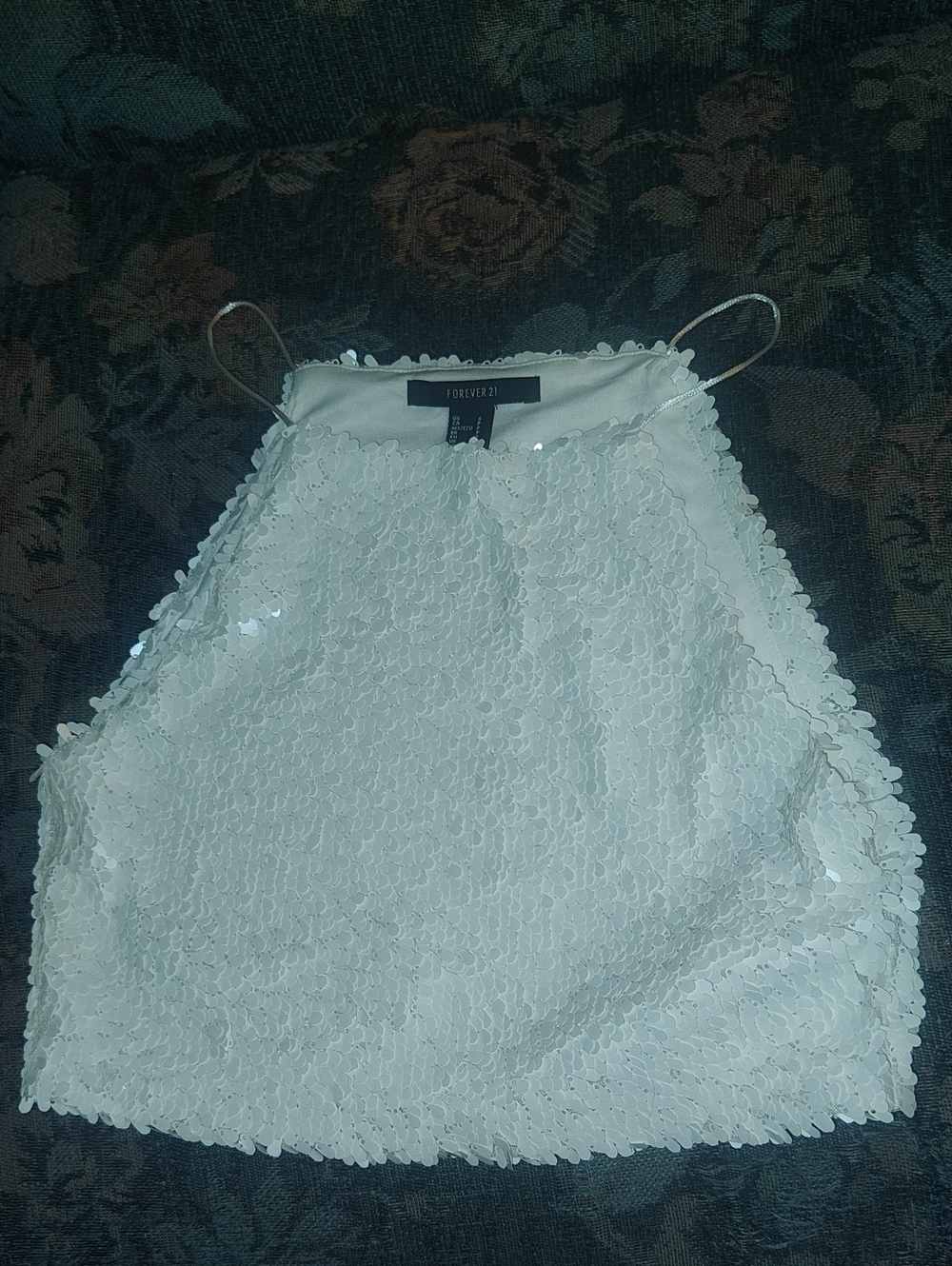 Forever 21 White Sequin Halter Camisole